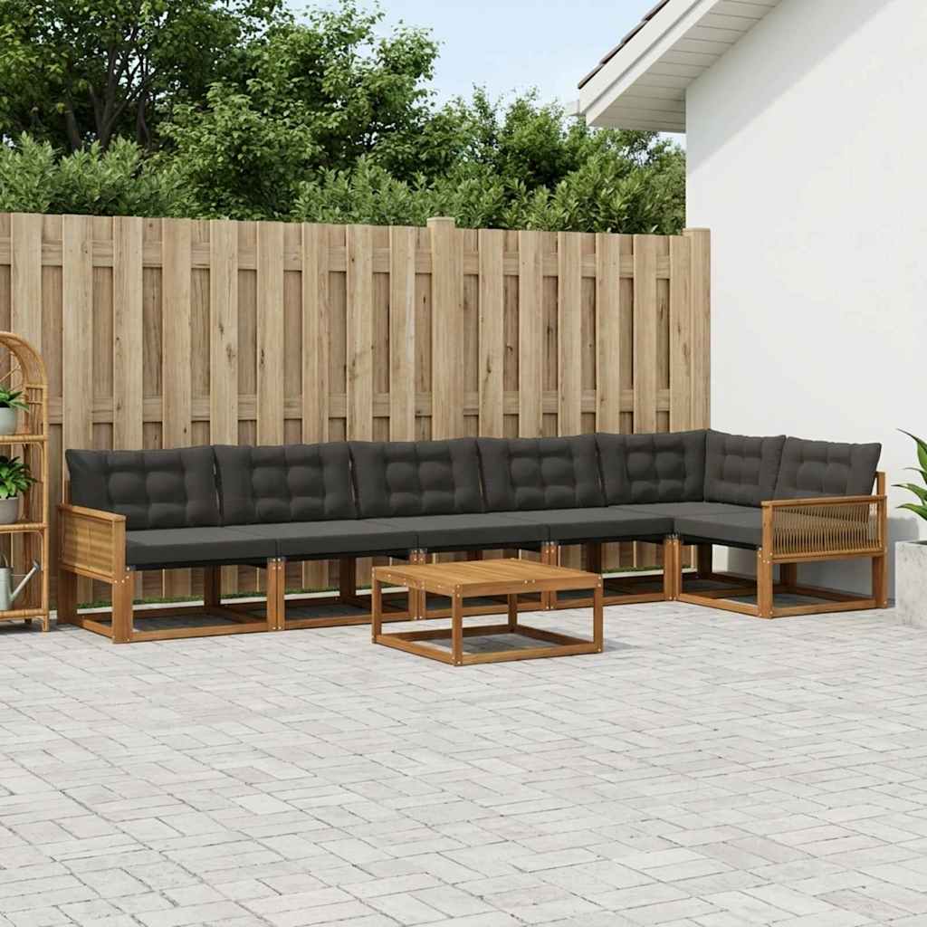 vidaXL Zestaw sof na zewnątrz z poduszką 7 pcs Naturalny i czarny