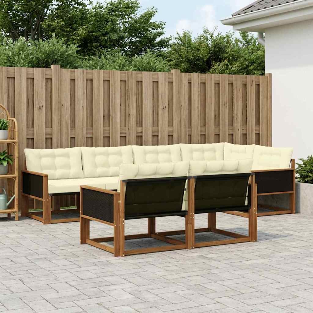vidaXL Zestaw sof na zewnątrz z poduszką 7 pcs Naturalny i Kremowy