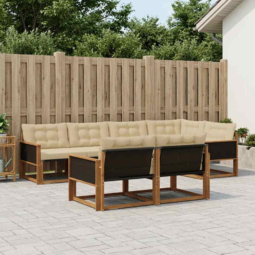 vidaXL Zestaw sof na zewnątrz z poduszką 7 pcs Naturalny i Beżowy