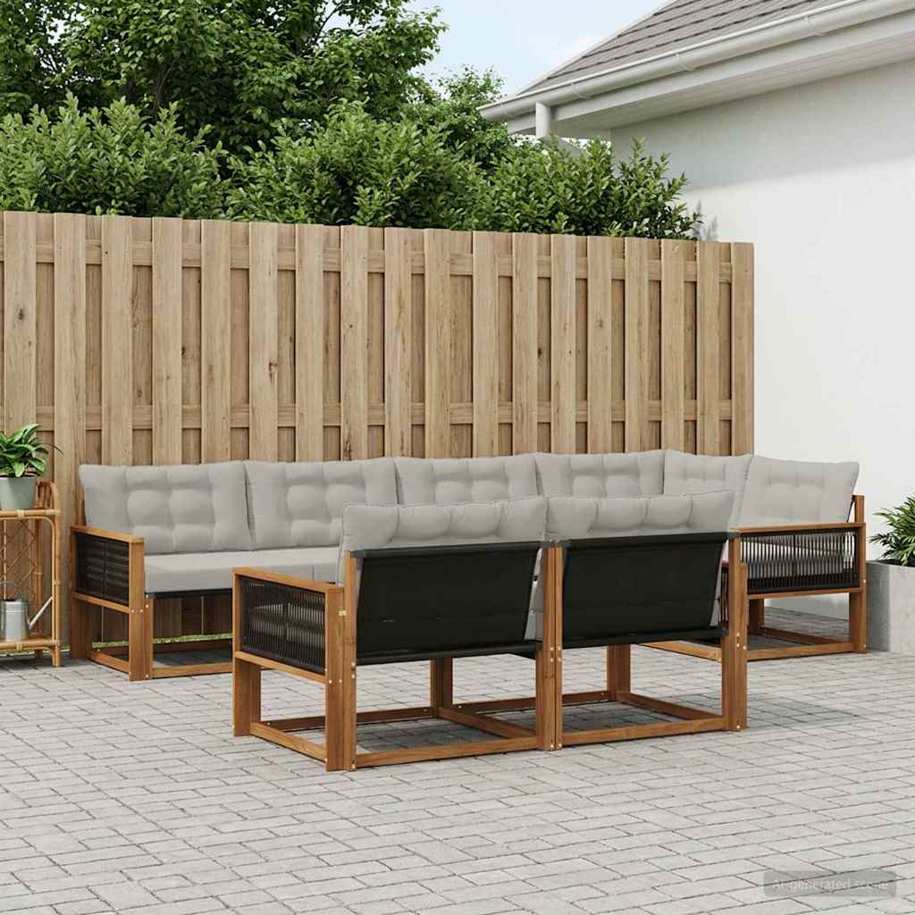 vidaXL Zestaw sof na zewnątrz z poduszką 7 pcs Naturalny i jasnoszary