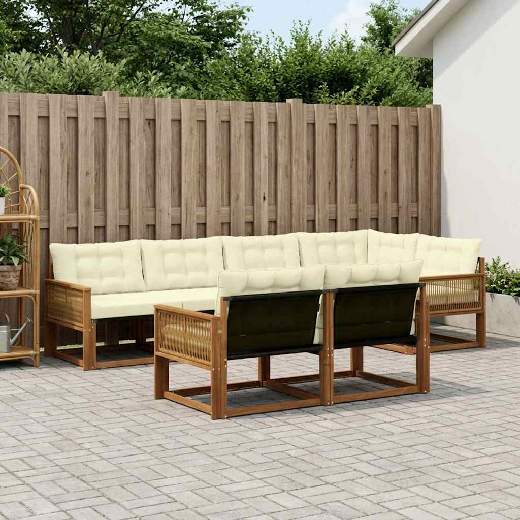 vidaXL Zestaw sof na zewnątrz z poduszką 7 pcs Naturalny i Kremowy