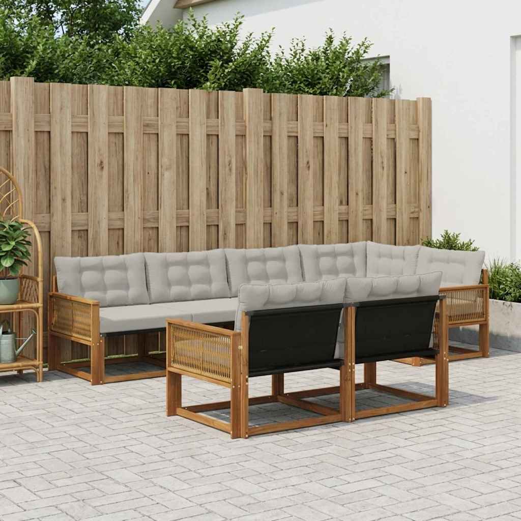 vidaXL Zestaw sof na zewnątrz z poduszką 7 pcs Naturalny i jasnoszary
