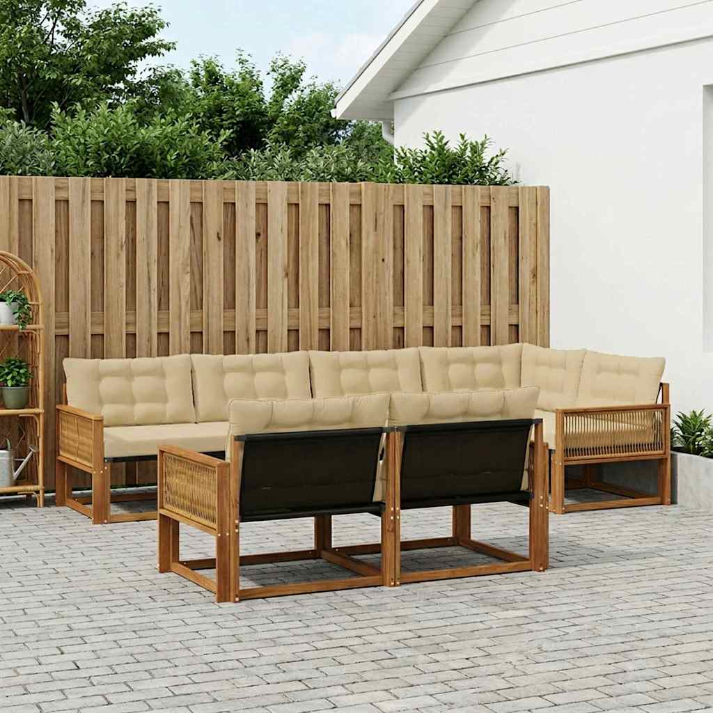 vidaXL Zestaw sof na zewnątrz z poduszką 7 pcs Naturalny i Beżowy