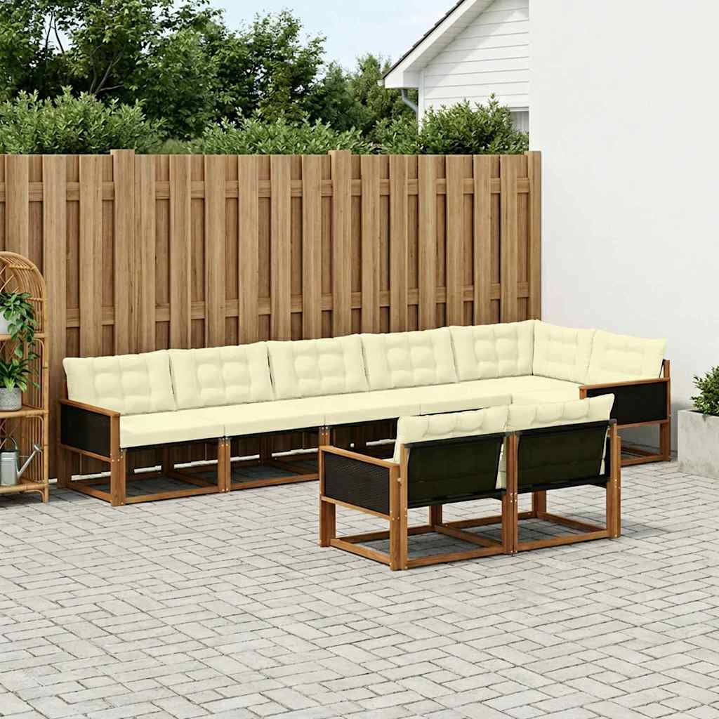 vidaXL Zestaw sof na zewnątrz z poduszką 8 pcs Naturalny i Kremowy