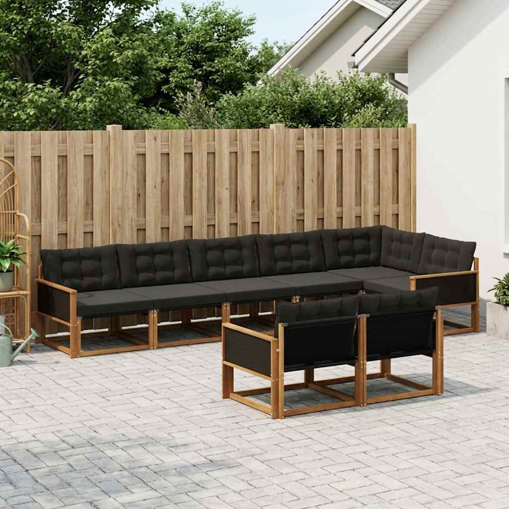 vidaXL Zestaw sof na zewnątrz z poduszką 8 pcs Naturalny i czarny