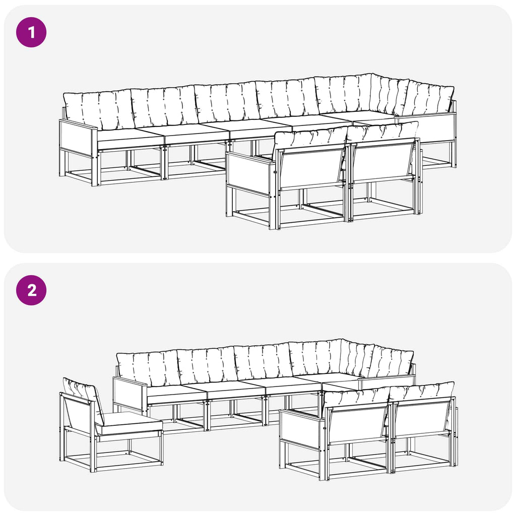 vidaXL Zestaw sof na zewnątrz z poduszką 8 pcs Naturalny i Beżowy