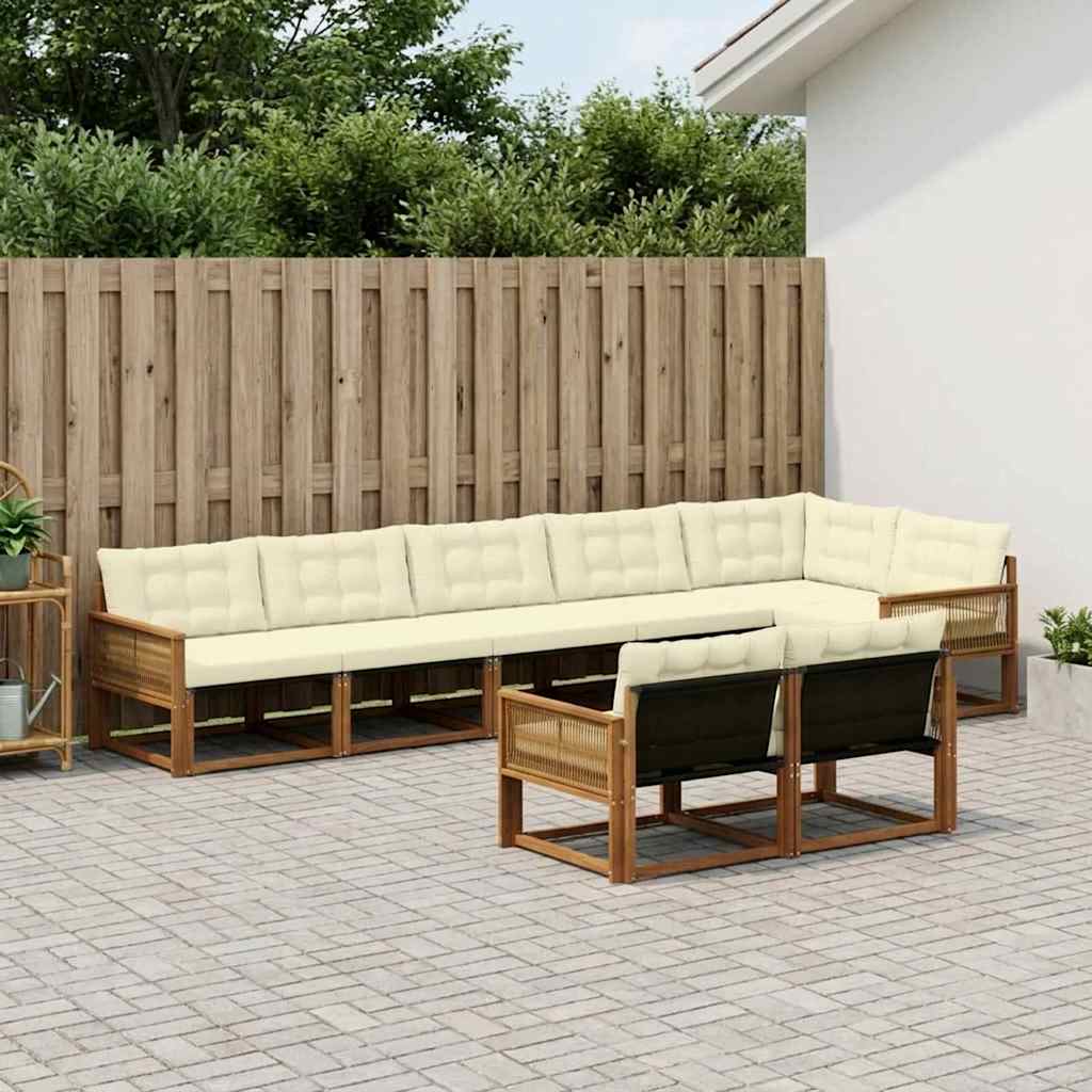 vidaXL Zestaw sof na zewnątrz z poduszką 8 pcs Naturalny i Kremowy