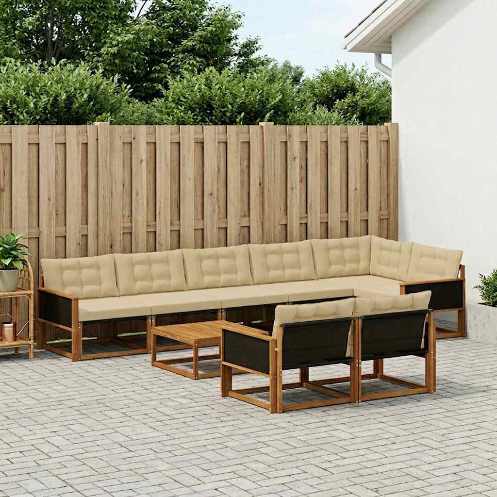 vidaXL Zestaw sof na zewnątrz z poduszką 9 pcs Naturalny i Beżowy