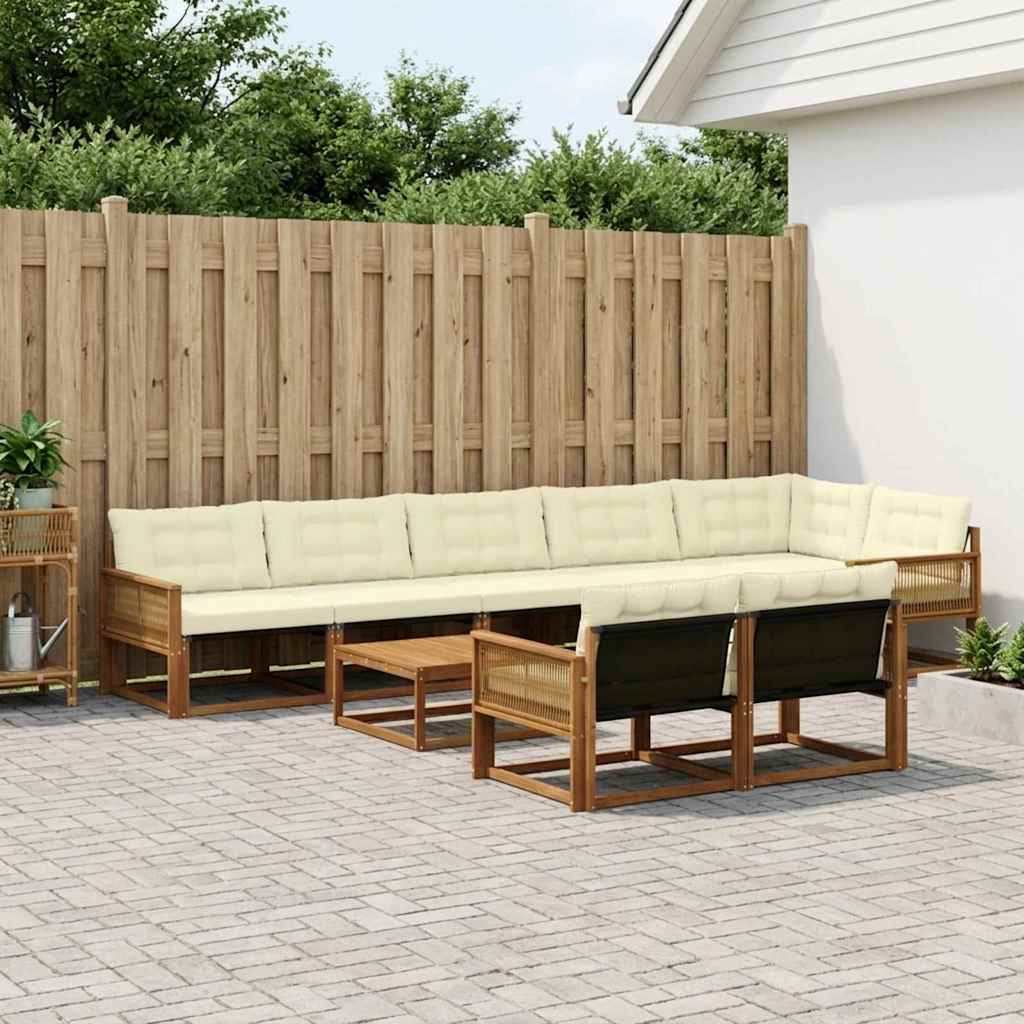 vidaXL Zestaw sof na zewnątrz z poduszką 9 pcs Naturalny i Kremowy