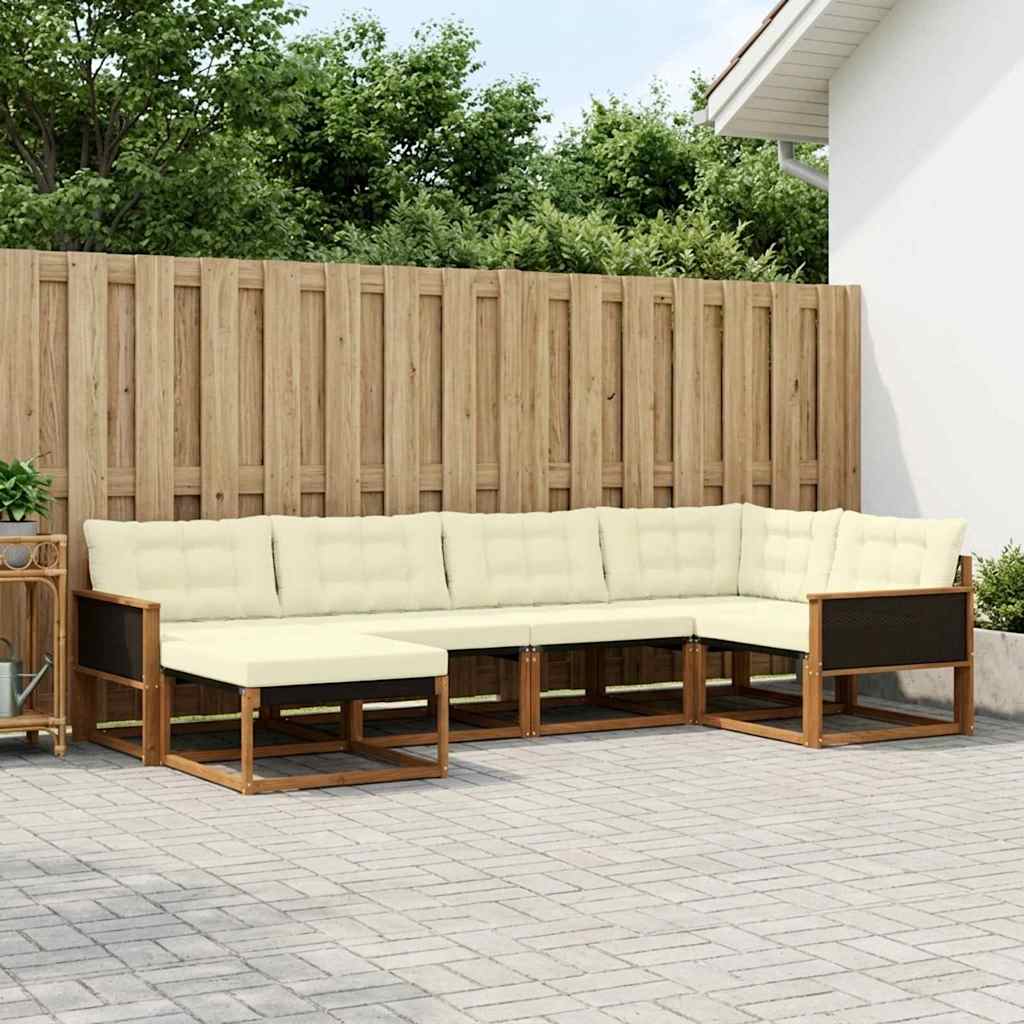 vidaXL Zestaw sof na zewnątrz z poduszką 6 pcs Naturalny i Kremowy