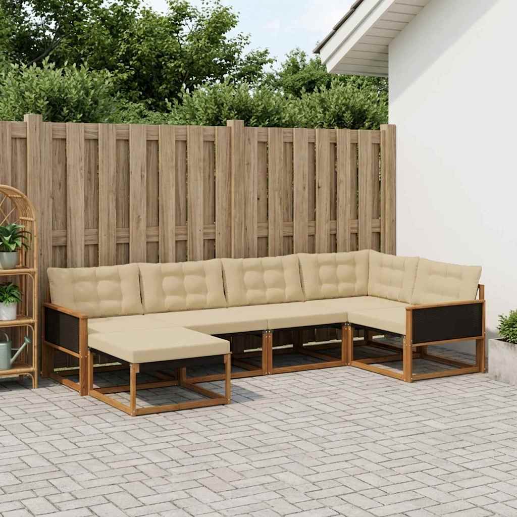 vidaXL Zestaw sof na zewnątrz z poduszką 6 pcs Naturalny i Beżowy