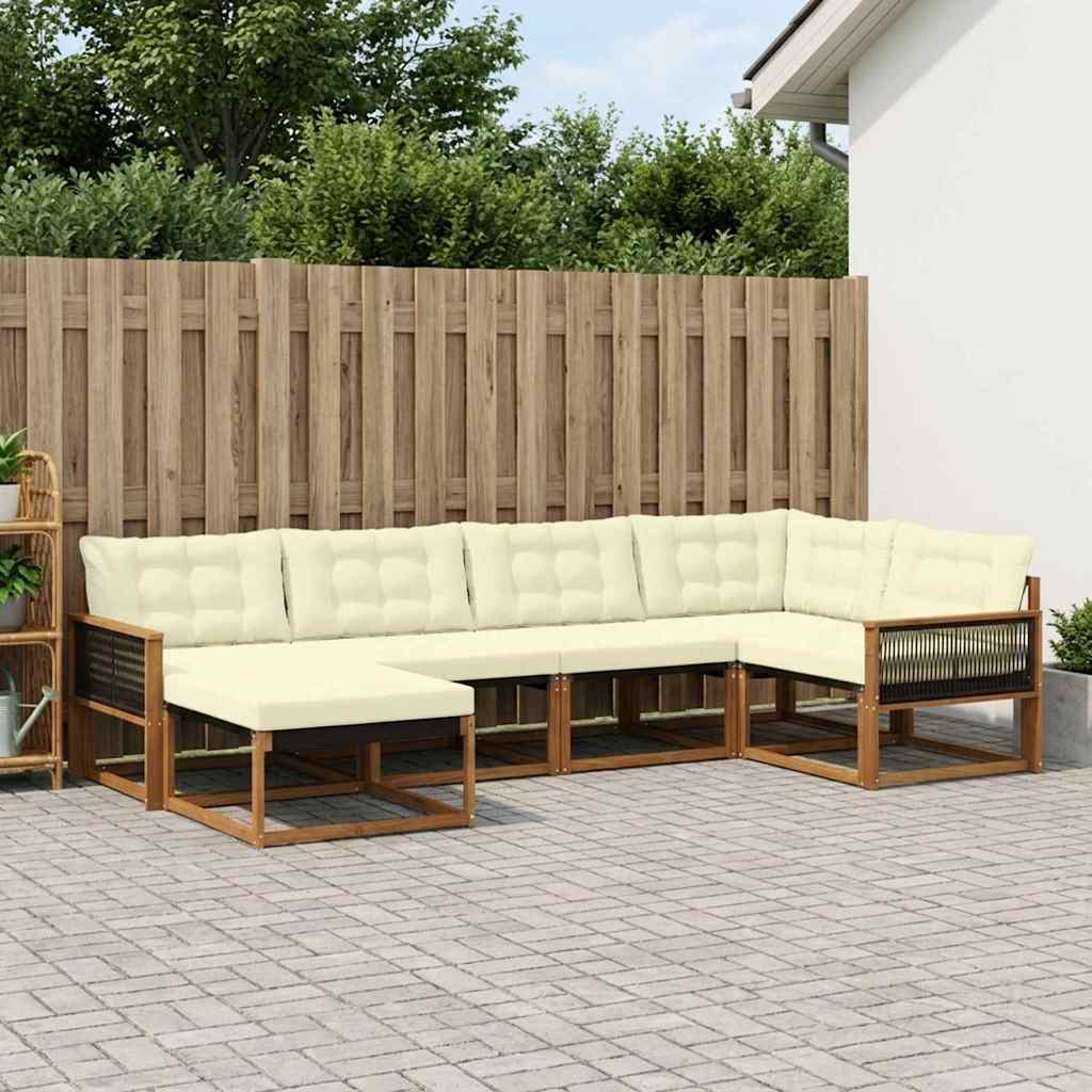 vidaXL Zestaw sof na zewnątrz z poduszką 6 pcs Naturalny i Kremowy