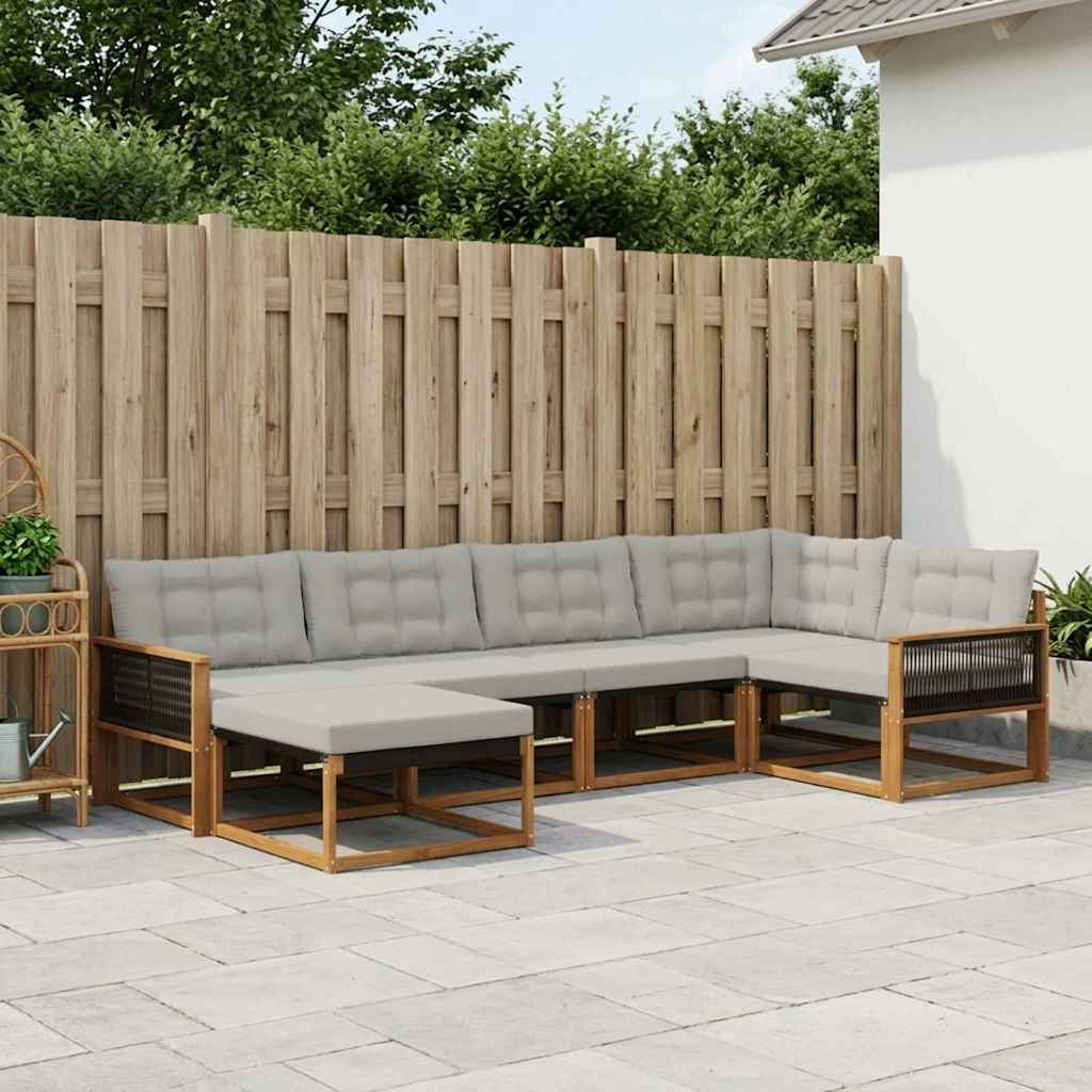vidaXL Zestaw sof na zewnątrz z poduszką 6 pcs Naturalny i jasnoszary