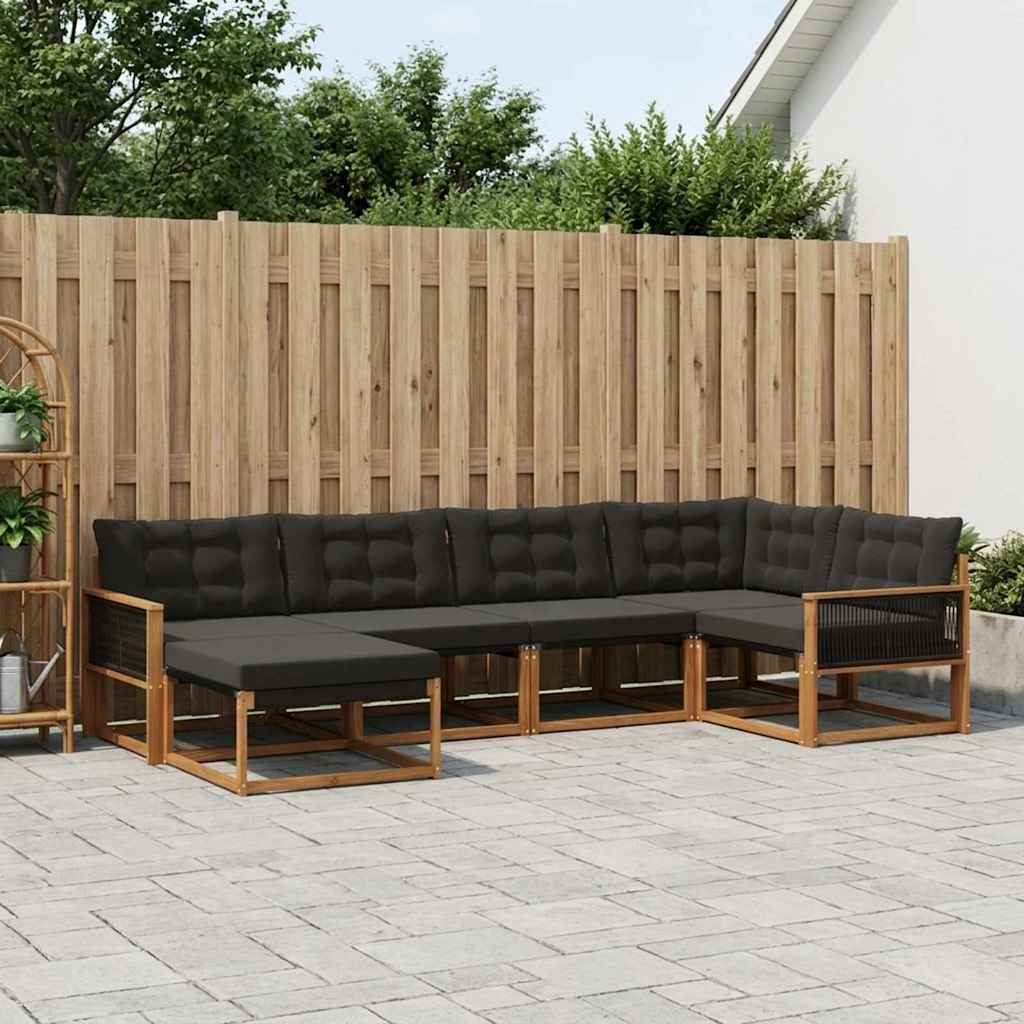vidaXL Zestaw sof na zewnątrz z poduszką 6 pcs Naturalny i czarny