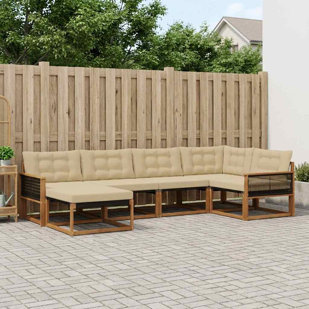 vidaXL Zestaw sof na zewnątrz z poduszką 6 pcs Naturalny i Beżowy
