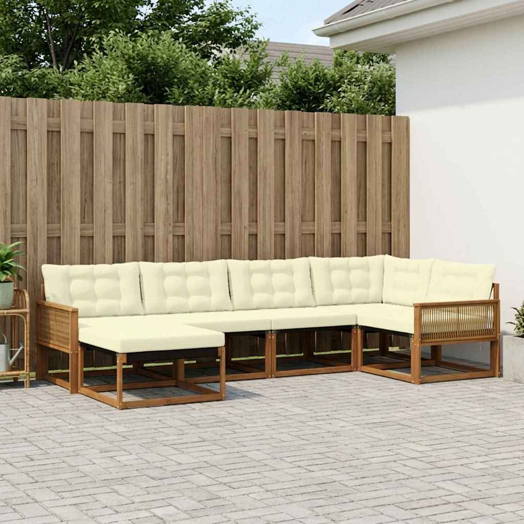 vidaXL Zestaw sof na zewnątrz z poduszką 6 pcs Naturalny i Kremowy