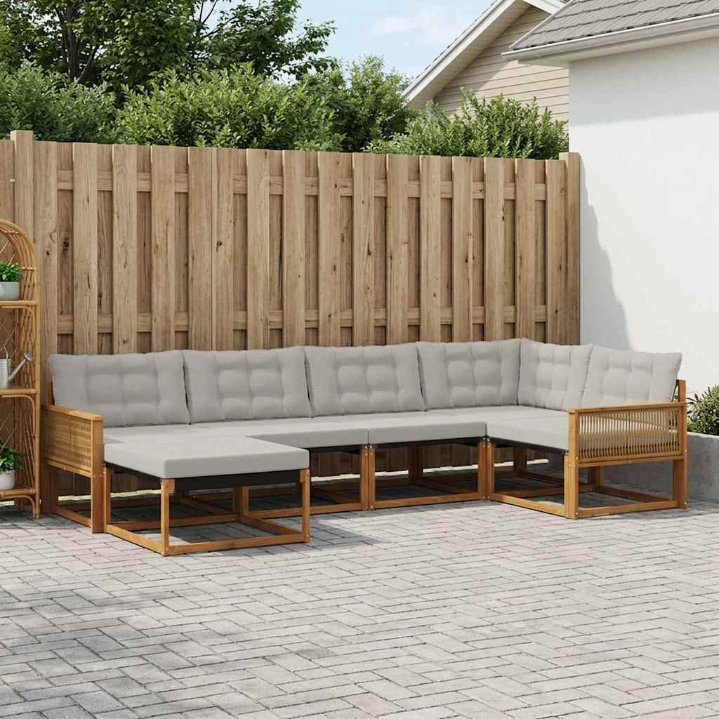 vidaXL Zestaw sof na zewnątrz z poduszką 6 pcs Naturalny i jasnoszary