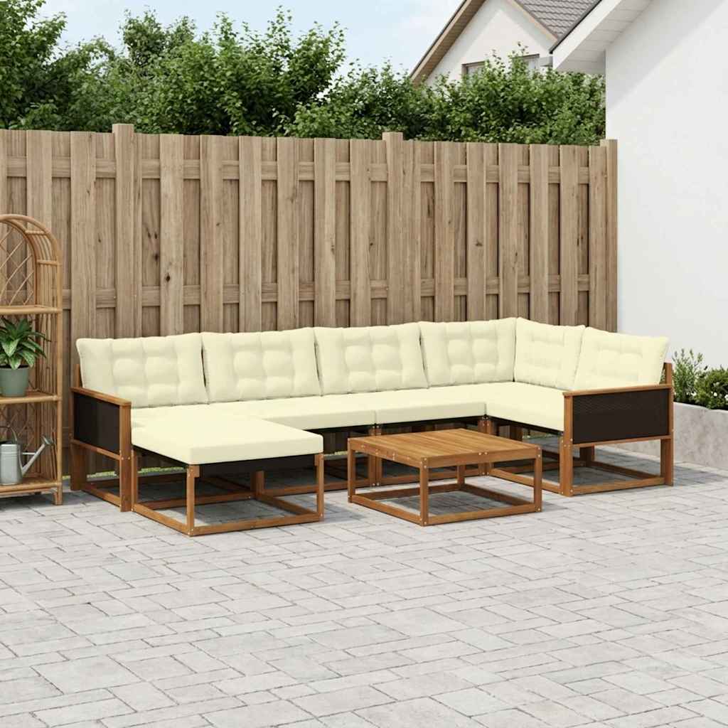 vidaXL Zestaw sof na zewnątrz z poduszką 7 pcs Naturalny i Kremowy
