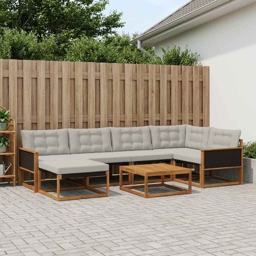 vidaXL Zestaw sof na zewnątrz z poduszką 7 pcs Naturalny i jasnoszary