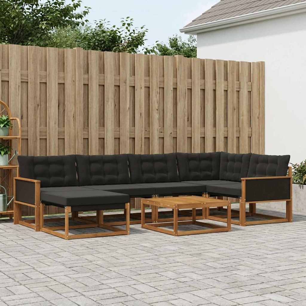 vidaXL Zestaw sof na zewnątrz z poduszką 7 pcs Naturalny i czarny