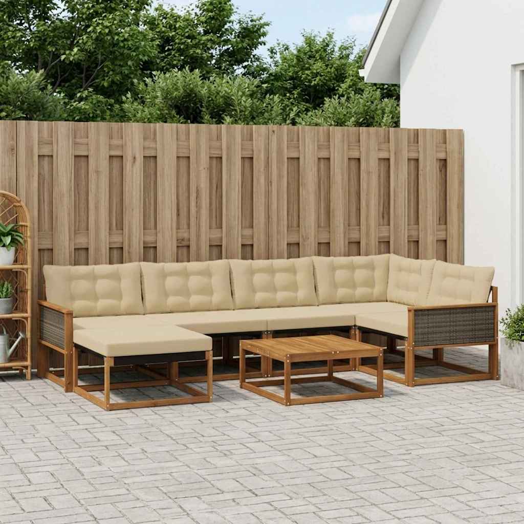 vidaXL Zestaw sof na zewnątrz z poduszką 7 pcs Naturalny i Beżowy