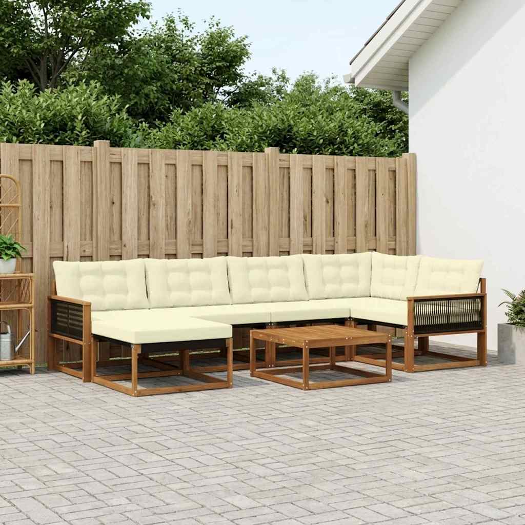 vidaXL Zestaw sof na zewnątrz z poduszką 7 pcs Naturalny i Kremowy
