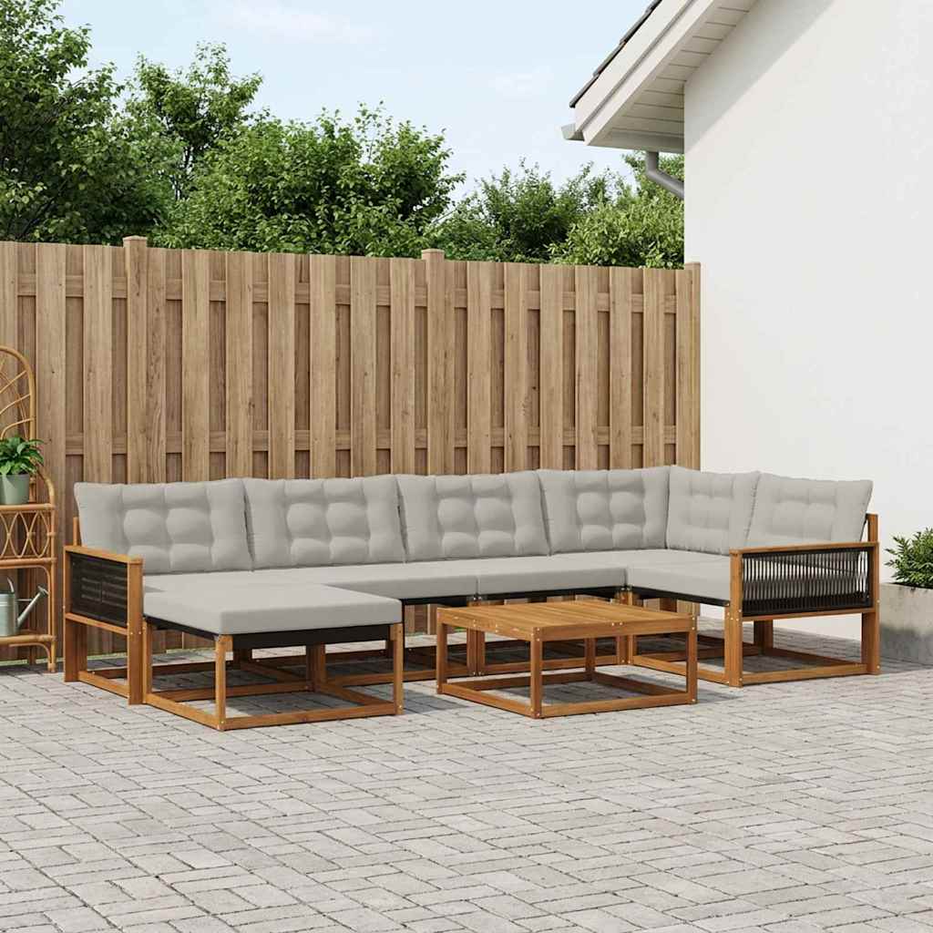 vidaXL Zestaw sof na zewnątrz z poduszką 7 pcs Naturalny i jasnoszary