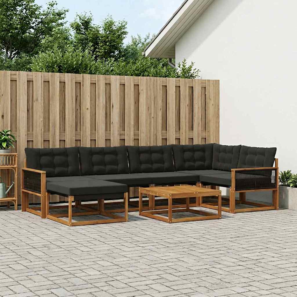vidaXL Zestaw sof na zewnątrz z poduszką 7 pcs Naturalny i czarny