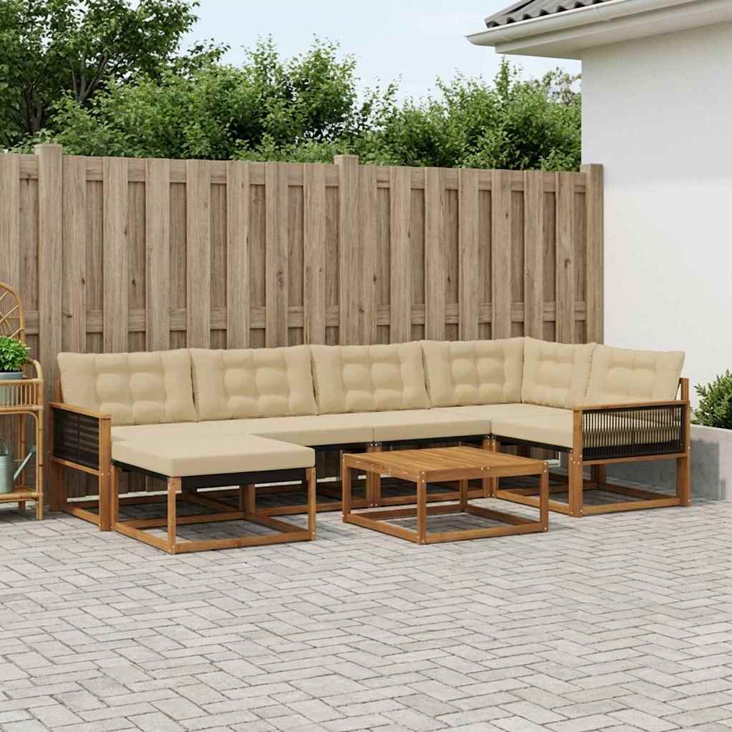 vidaXL Zestaw sof na zewnątrz z poduszką 7 pcs Naturalny i Beżowy