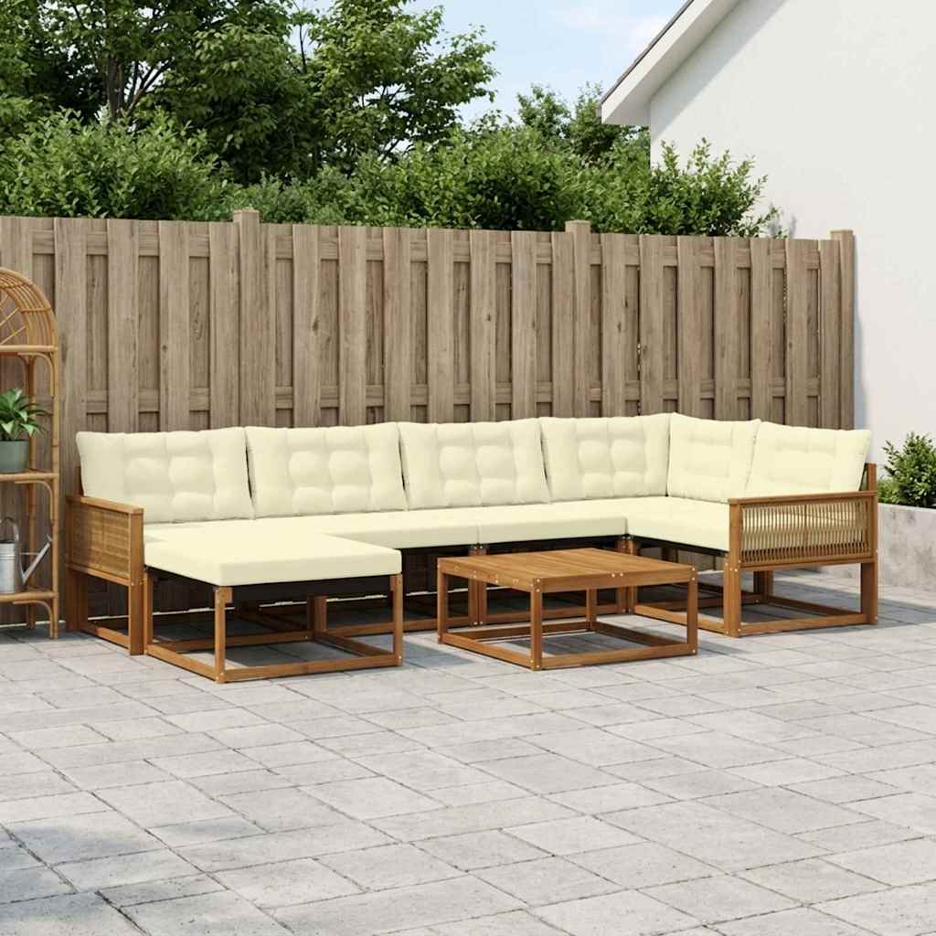 vidaXL Zestaw sof na zewnątrz z poduszką 7 pcs Naturalny i Kremowy