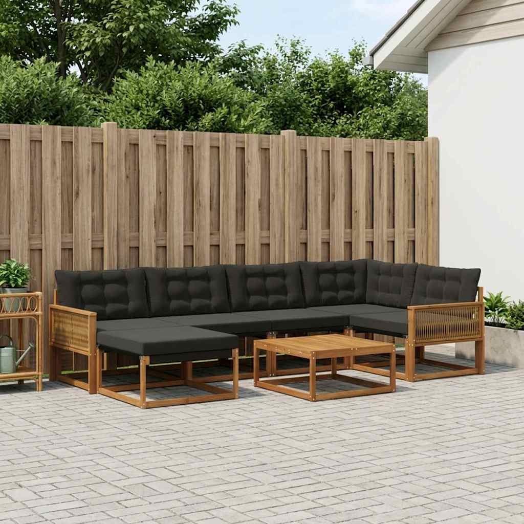 vidaXL Zestaw sof na zewnątrz z poduszką 7 pcs Naturalny i czarny
