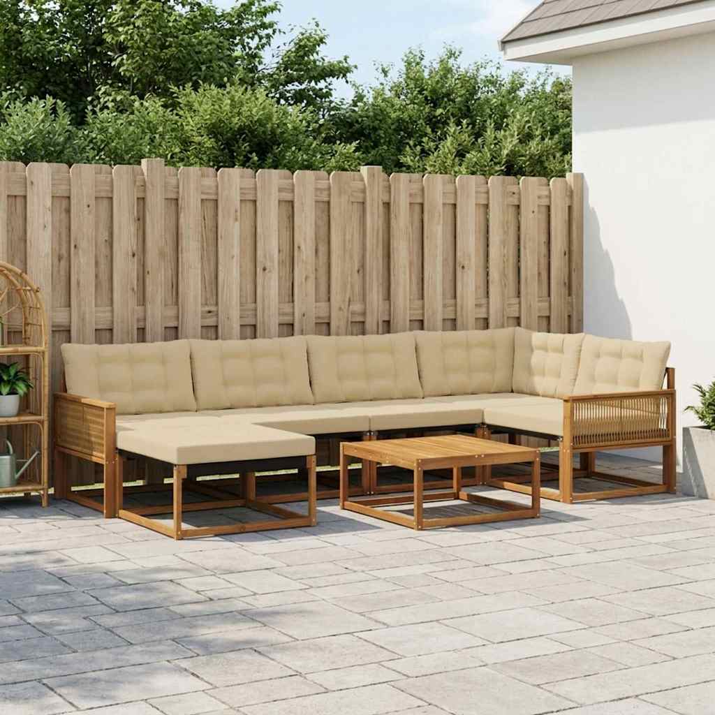 vidaXL Zestaw sof na zewnątrz z poduszką 7 pcs Naturalny i Beżowy