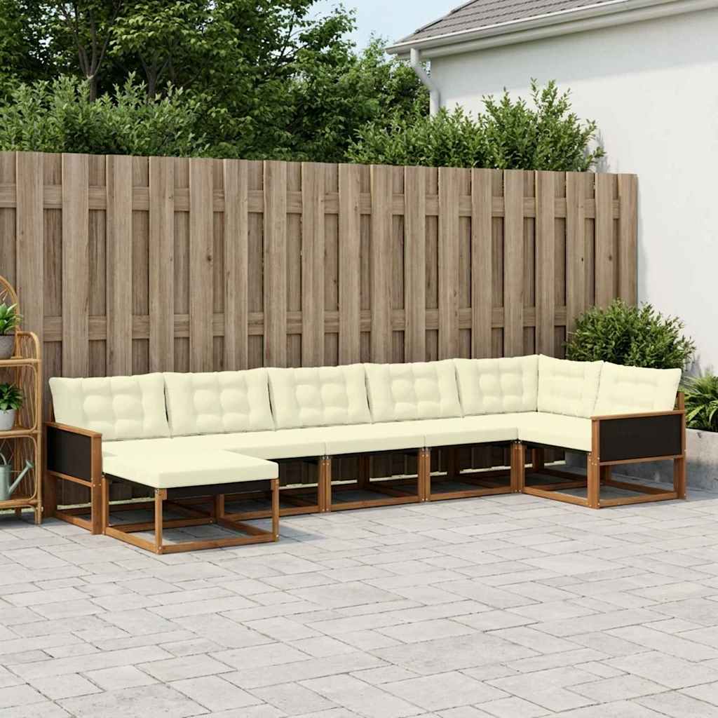 vidaXL Zestaw sof na zewnątrz z poduszką 7 pcs Naturalny i Kremowy