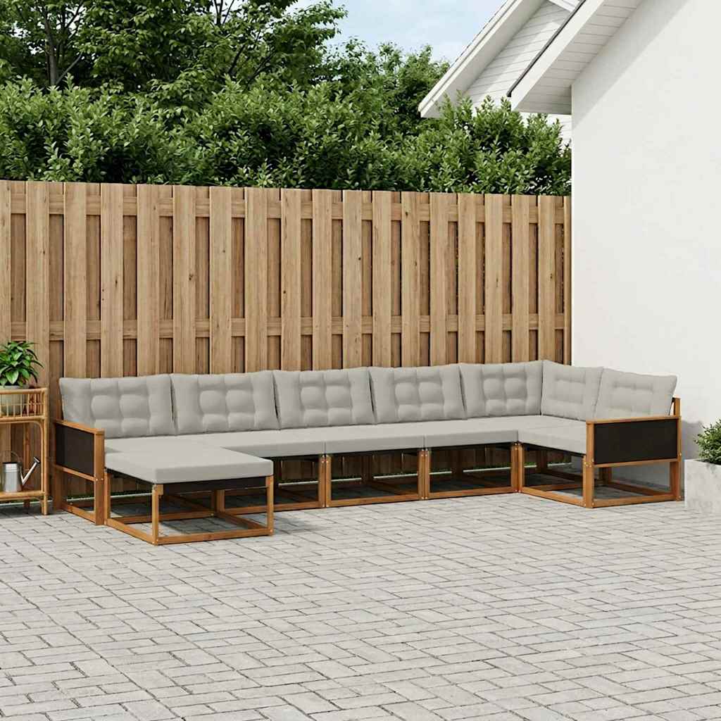 vidaXL Zestaw sof na zewnątrz z poduszką 7 pcs Naturalny i jasnoszary