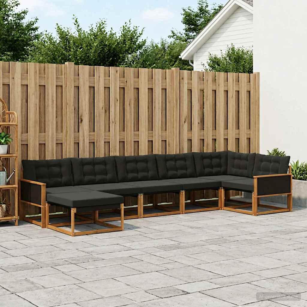 vidaXL Zestaw sof na zewnątrz z poduszką 7 pcs Naturalny i czarny
