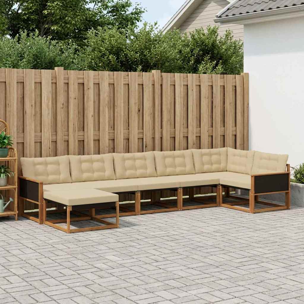 vidaXL Zestaw sof na zewnątrz z poduszką 7 pcs Naturalny i Beżowy