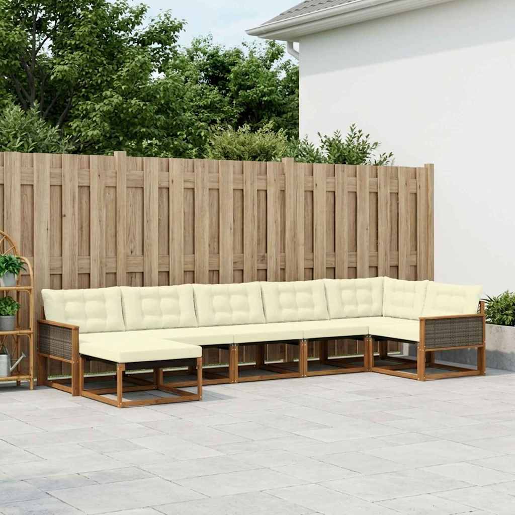 vidaXL Zestaw sof na zewnątrz z poduszką 7 pcs Naturalny i Kremowy