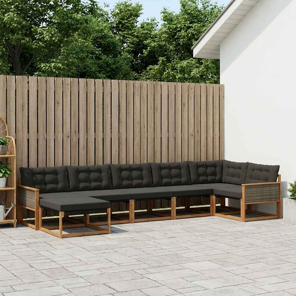 vidaXL Zestaw sof na zewnątrz z poduszką 7 pcs Naturalny i czarny