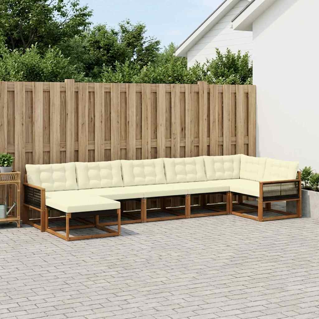 vidaXL Zestaw sof na zewnątrz z poduszką 7 pcs Naturalny i Kremowy