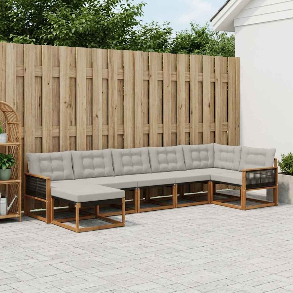 vidaXL Zestaw sof na zewnątrz z poduszką 7 pcs Naturalny i jasnoszary