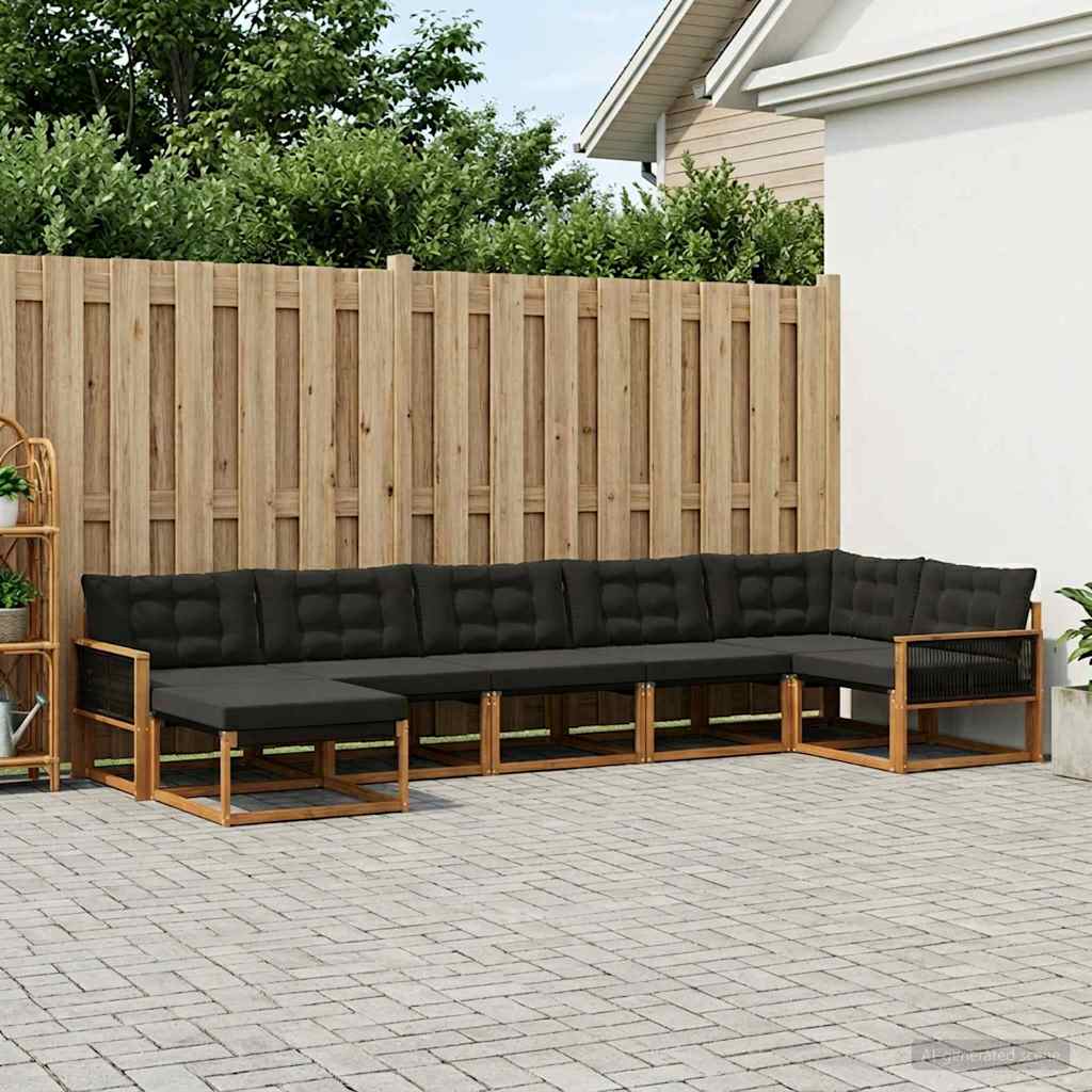 vidaXL Zestaw sof na zewnątrz z poduszką 7 pcs Naturalny i czarny