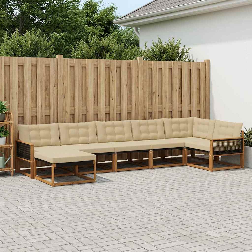 vidaXL Zestaw sof na zewnątrz z poduszką 7 pcs Naturalny i Beżowy