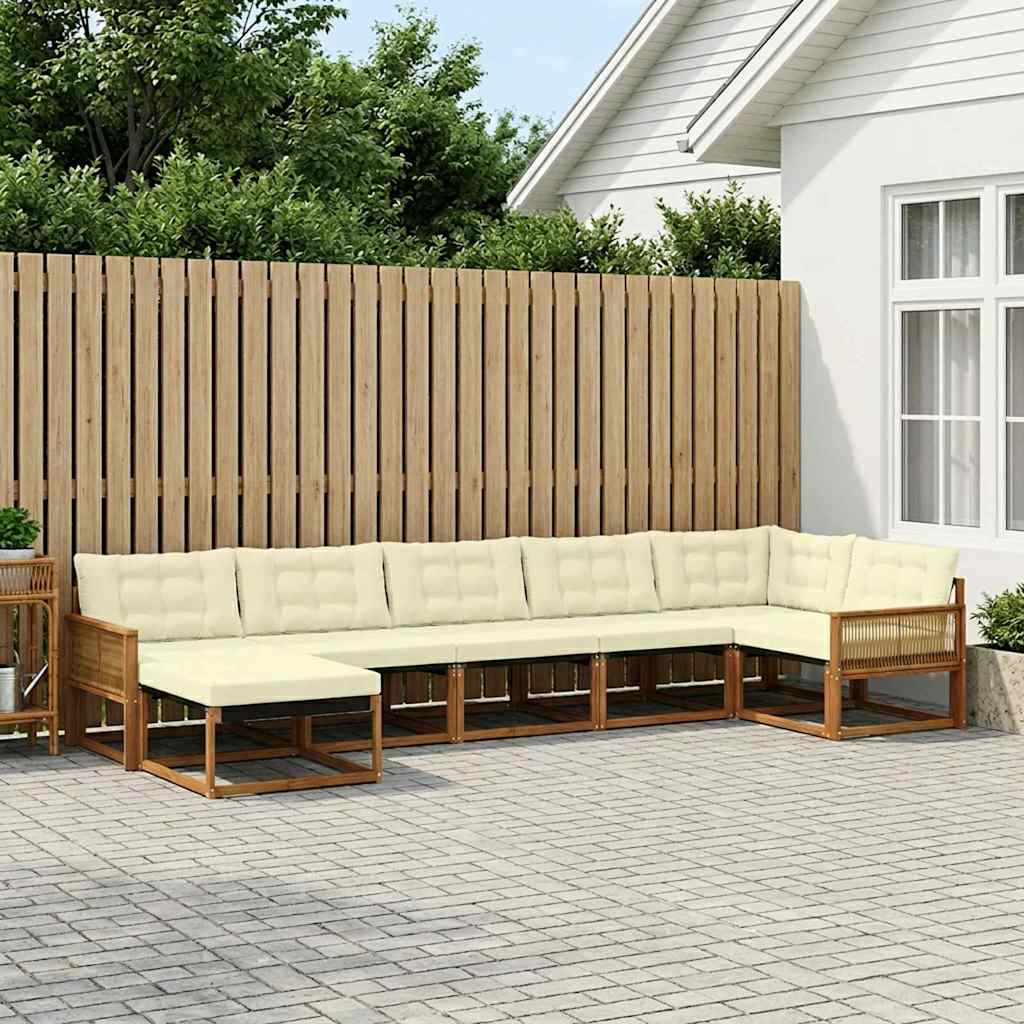 vidaXL Zestaw sof na zewnątrz z poduszką 7 pcs Naturalny i Kremowy