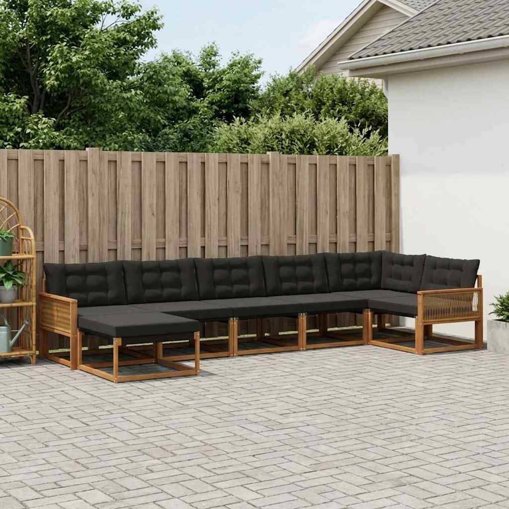 vidaXL Zestaw sof na zewnątrz z poduszką 7 pcs Naturalny i czarny