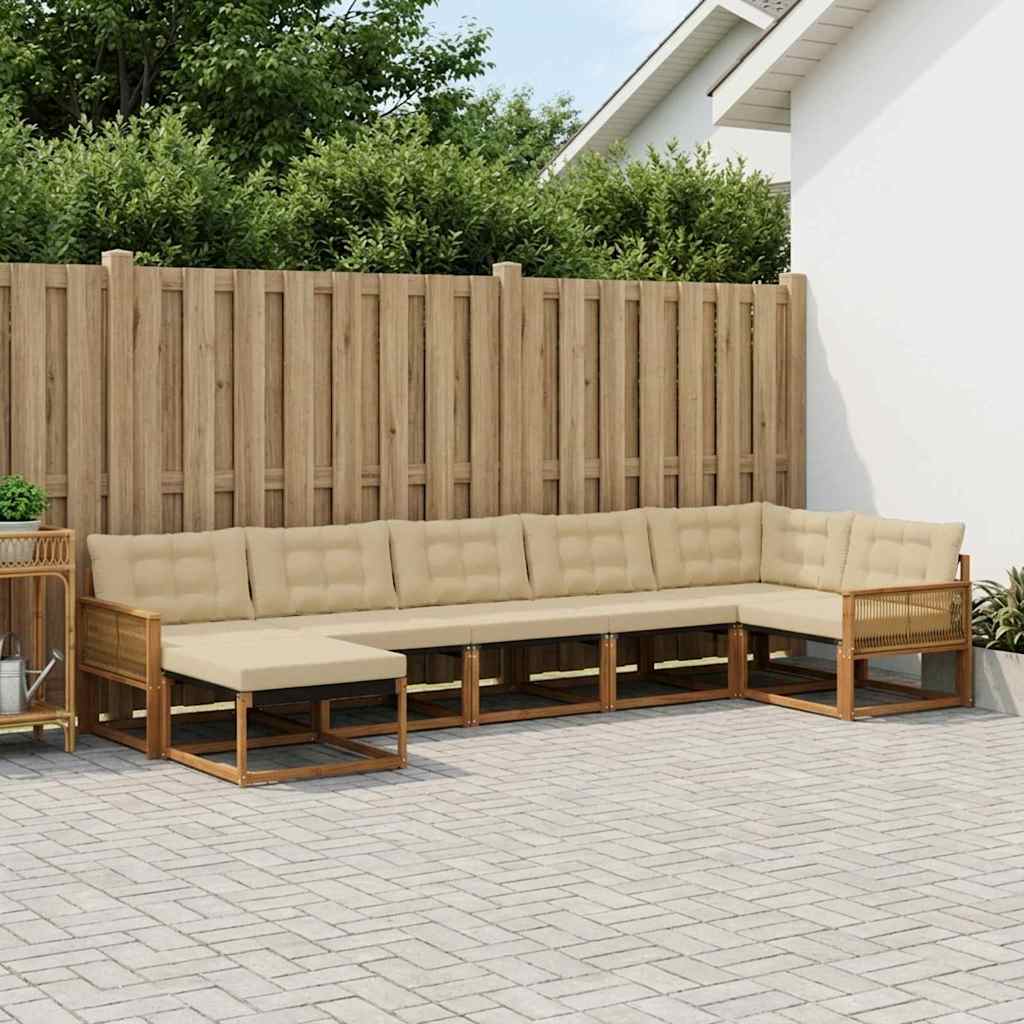 vidaXL Zestaw sof na zewnątrz z poduszką 7 pcs Naturalny i Beżowy