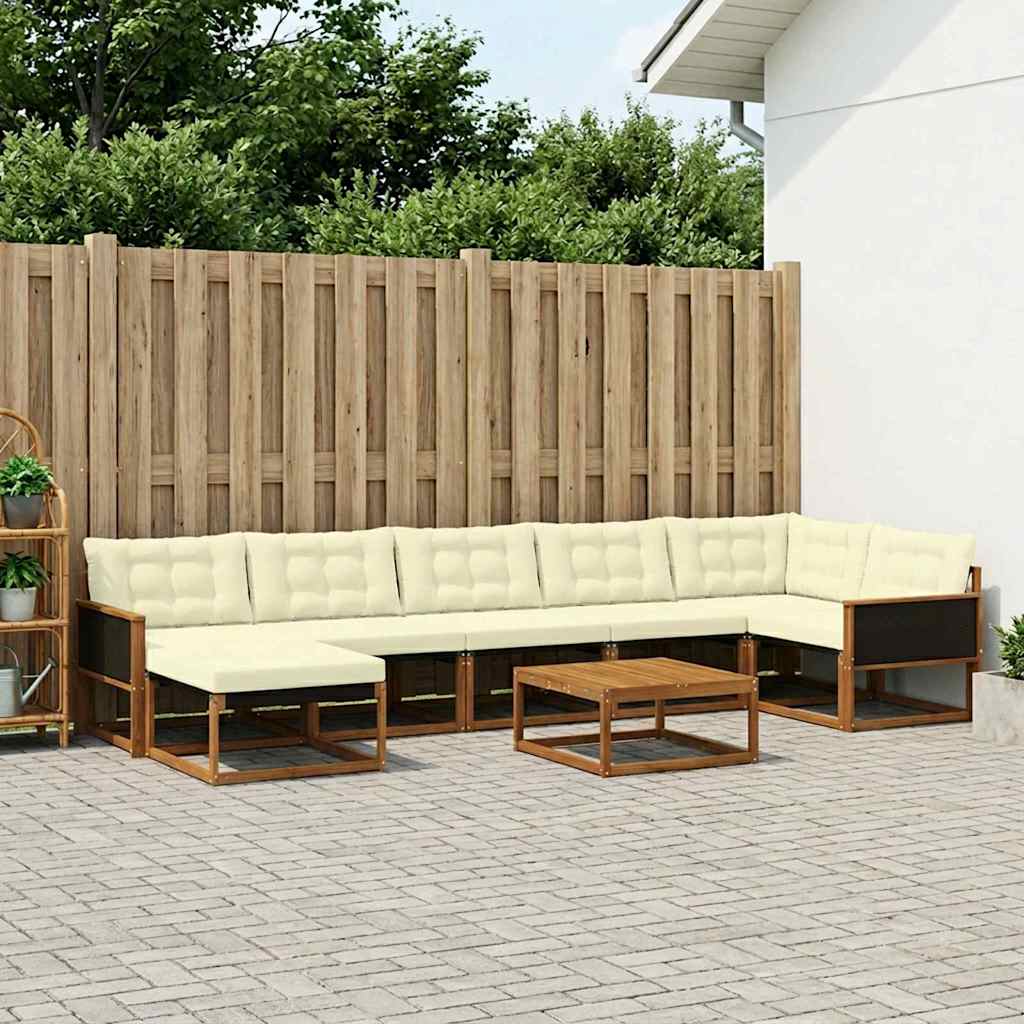 vidaXL Zestaw sof na zewnątrz z poduszką 8 pcs Naturalny i Kremowy