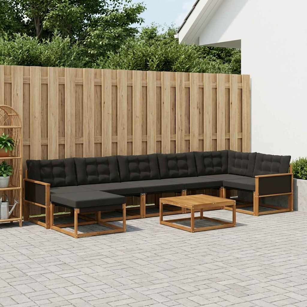 vidaXL Zestaw sof na zewnątrz z poduszką 8 pcs Naturalny i czarny