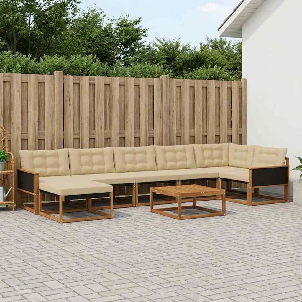 vidaXL Zestaw sof na zewnątrz z poduszką 8 pcs Naturalny i Beżowy