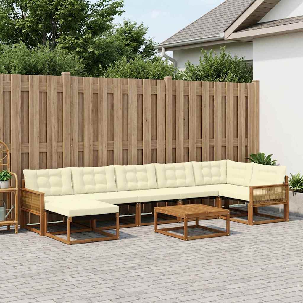 vidaXL Zestaw sof na zewnątrz z poduszką 8 pcs Naturalny i Kremowy