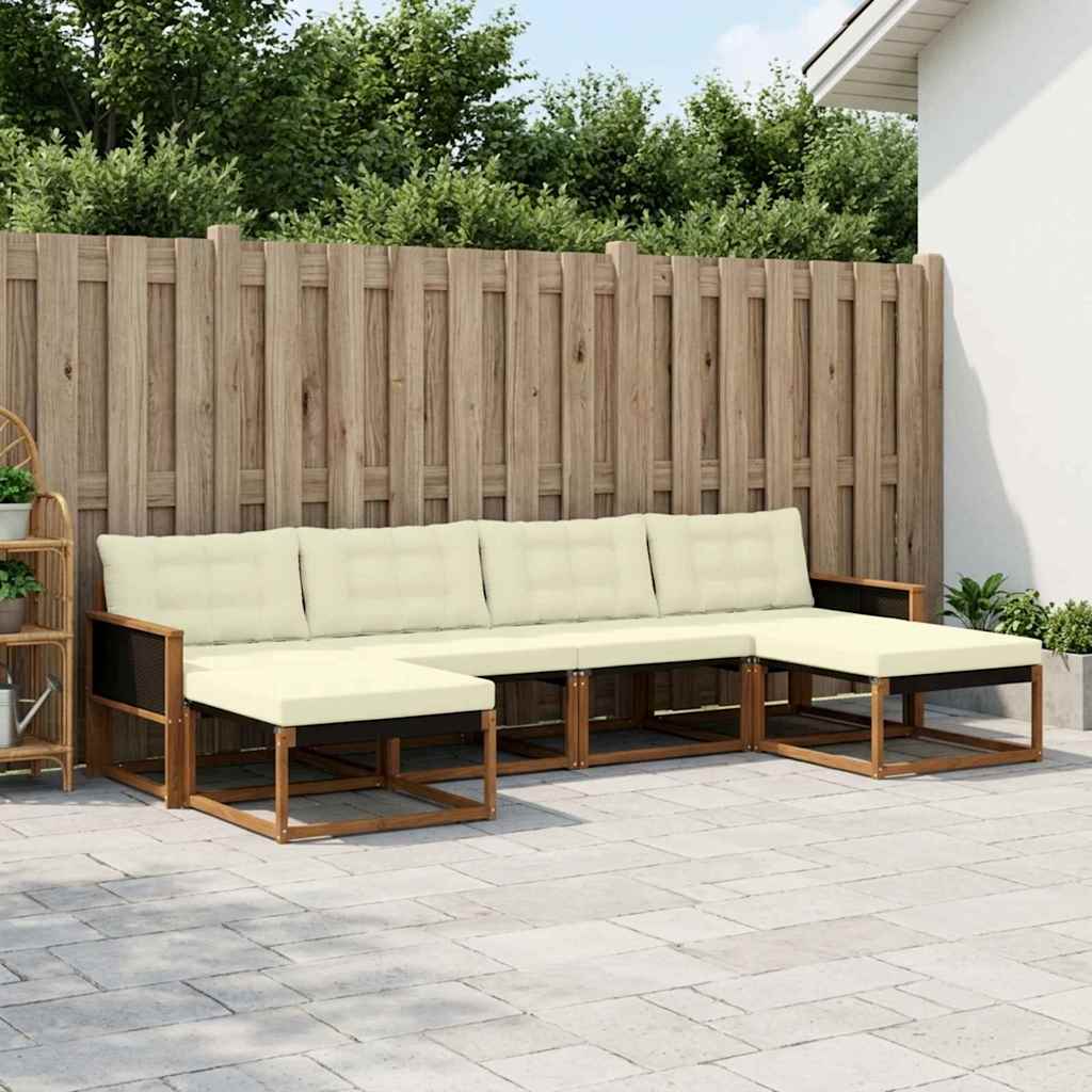vidaXL Zestaw sof na zewnątrz z poduszką 6 pcs Naturalny i Kremowy
